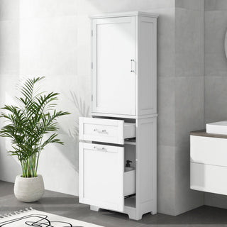 Tall Freestanding Bathroom Storage Cabinet With Adjustable Shelf And 2 Drawers