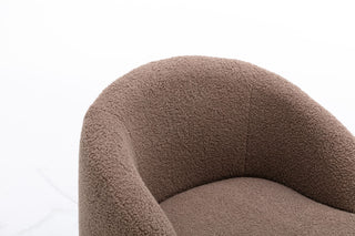 Teddy Fabric Swivel Accent Armchair Barrel Chair With Powder Coating Metal Ring