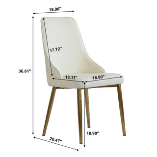 Modern Sponge-Filled Dining Chair, Solid Wood Metal Legs, Suitable For Restaurants, Living Rooms And Rooms (Set of 2) - White