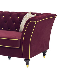 3 Person Sofa With Deep Seat, Tufted Backrest