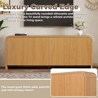 Curved Edge TV Stand With Large Cabinets