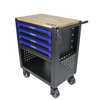4 Drawers Multifunctional Tool Cart With Wheels And Wooden Top