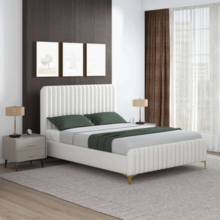 Valery - Queen Size Platform Bed - Cream