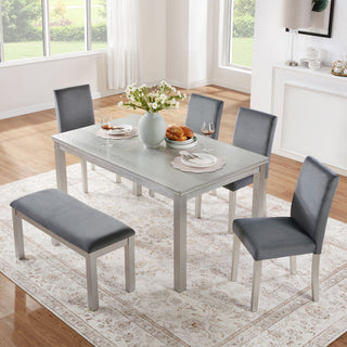 Dining Table Set, Table With A Rectangular Table And Upholstered Chairs