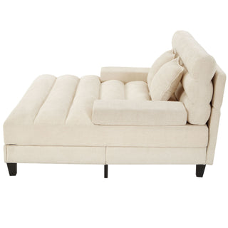 Chaise Bed Lounge Sofa Chair With Adjustable Backrest And LED Light Strip