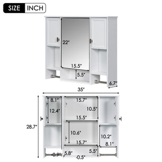Wall Mounted Bathroom Storage Cabinet With Mirror, Medicine Cabinet With Towel Bar