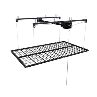 Overhead Garage Storage Rack For High Ceilings, Construction With Safety Lock - Black
