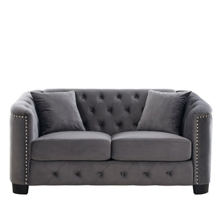 Modern Chesterfield Sofa With Tufted Backrest For Living Room