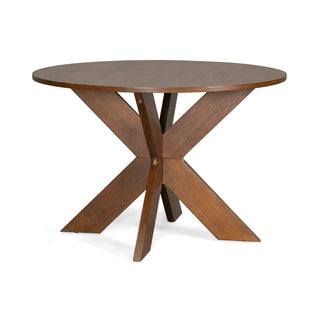5 Piece Indoor Dining Set, Round Table & 4 Brown Arm Chairs - Beige / Brown / Cherry