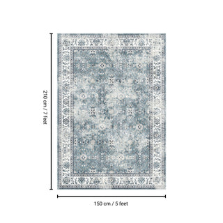 Toucan - 5' X 7' Washable Non - Slip Area Rug, Elegant Design - Silver
