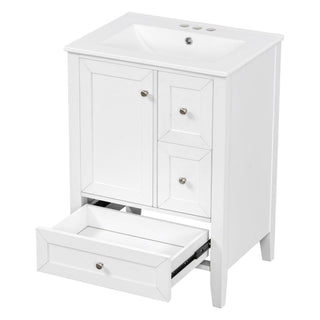 Modern Bathroom Vanity With Sink, Freestanding Cabinet With Drawers And Shelves