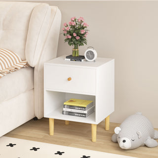 Nightstand With 1 Drawer And 1 Shelf - White