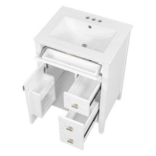 Bathroom Vanity With Sink, 3 Drawers & Cabinet With 2 Tier Door Storage Rack, Soft Close Doors & Drawers