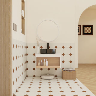 Floating Bathroom Vanity With Vessel Sink With Open Shelf Storage