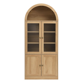 Tall Arched Top Storage Cabinet With 5 Tier Shelves, Soft Close Hinges