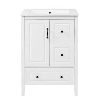 Freestanding Bathroom Vanity With Sink, Soft Closing Cabinet And Drawers - White