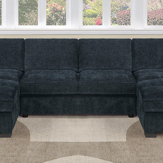U - Sectional Sofa Upholstered LAF / RAF Chaise With Armless Loveseat And Chairs - Black
