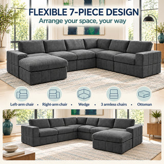 Modular Sectional Sofa, Reversible Set