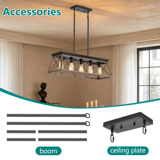 Chandelier Pendant Light For Dining Room Kitchen, 5 Light Fixture With Adjustable Height