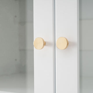 Freestanding Tall Bathroom Cabinet With Adjustable Shelves, Drawers, Soft Close Glass Doors
