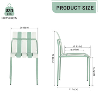 4 Piece Set Of Color Block Designed Single Chairs & Round Table - Cream White / Haze Green / White