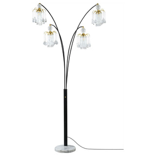 Marcos - Hanging Crystal Arc Tree Floor Lamp With Sculptural Frame - Black