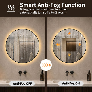 Round Framed Dimmable ED Bathroom Mirror With Anti Fog