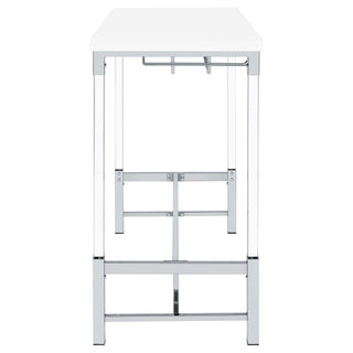 Tonneson - Bar Table With Trestle Base And Wine Storage - White