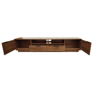 TV Stand With 2 Drawers And Open Shelving - Walnut