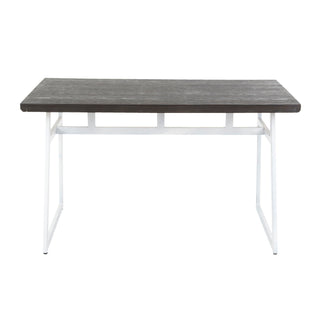Geo - Industrial Dining Table - Vintage White / Espresso