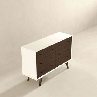 Dresser 6 Drawer - Dark Brown / White