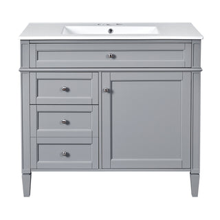 Bathroom Vanity With Mirror Cabinet, Single Sink With 2 Soft Closing Doors And 4 Drawers