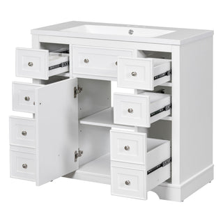 Modern Bathroom Vanity With Sink Combo, 6 Drawers And 1 Cabinet