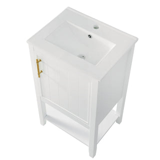 Modern Bathroom Vanity With Sink, Soft-Closing Door And Open Shelf