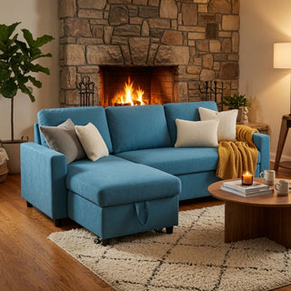 L - Shaped Convertible Sofa Bed With Storage Chaise