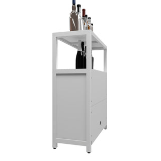 Bamboo Large Capacity Storage Cabinet With Shelves For Bathroom And Living Room - White
