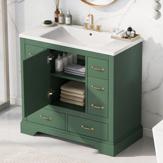 Modern Bathroom Vanity With Sink, 6 Drawers, Adjustable Shelf