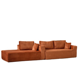 Compression Sectional Couch With Comfy Chaise, Boneless L Shape Sofa With Deep Seat