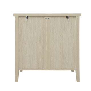 3 Drawer Buffet Sideboard With Adjustable Shelves, Storage Cabinet With Natural Seaweed Decor Doors For Living Room Kitchen Entryway - Natural
