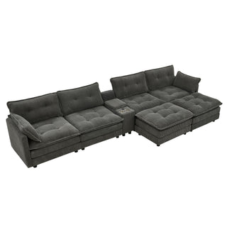 Oversized Modular Sectional Sofa With Multi Functional Console
