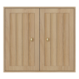 Wall Mounted Bathroom Cabinet With Double Doors And Vertical Grooved Design For Bathrooms - Oak