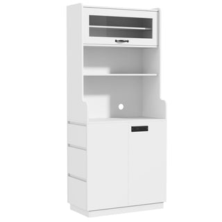 Pantry Cabinet With Hydraulic Flip Top And USB Charging Port