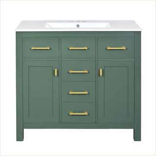 Bathroom Vanity With Sink, Cabinet With 4 Drawers & 2 Soft Close Doors, Rectangular Storage Unit For Bathroom