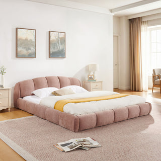 Upholstered Platform Bed Frame, Low Profile Floor Bed, No Box Spring Required