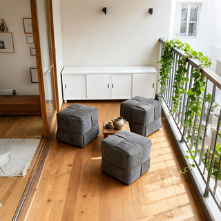 Square Ottoman Foot Rest With Woven Design