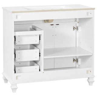 Modern Bathroom Vanity With Sink, 3 Drawers & 2 Doors