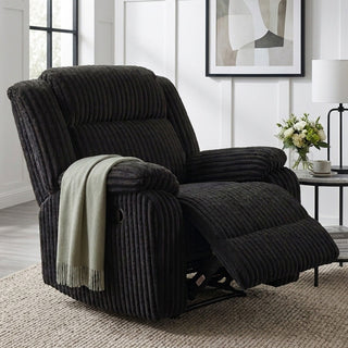 Motion Recliner Chair With Plush Armrests For Living Room, Soft Seat - Black