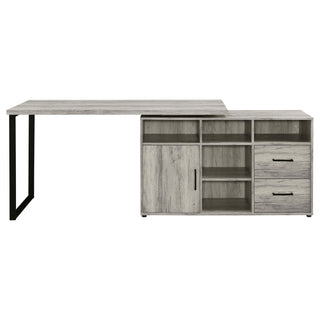 Corrado - L-Shape Office Desk With Storage - Gray