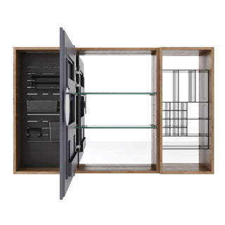 Wall Mounted Bathroom Mirror Cabinet With Storage - Imitative Oak