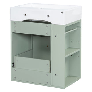 Modern Bathroom Vanity With Sink, Storage Cabinet, Drawer & Side Shelf